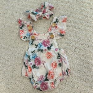 Baby romper with bow 6-12 months